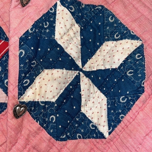 Handmade vintage sweater quilted front folksy boho hippie artsy patchwork M/L - Picture 5 of 14